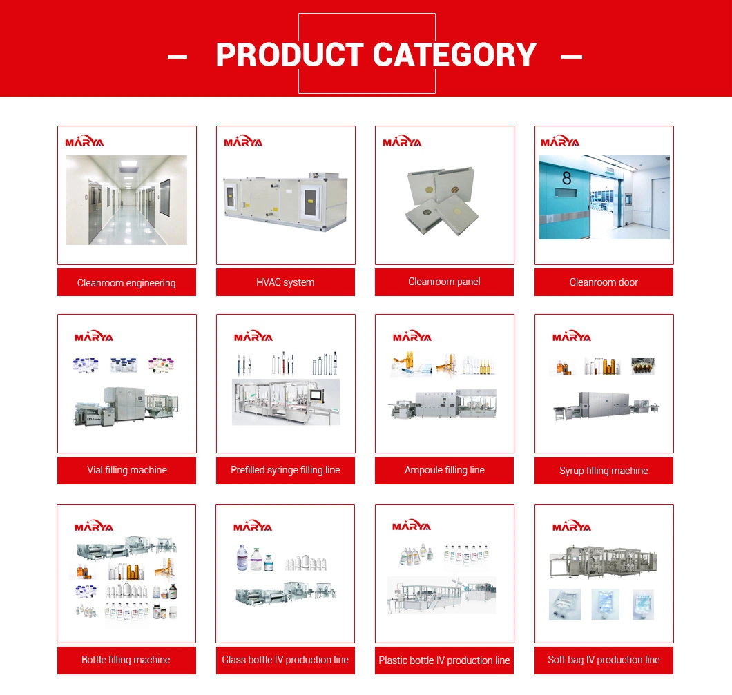 Marya Pharmaceutical Ampoule Bottle Washing Sterilizing Filling Sealing Production Line Supplier with CE ISO Certificate